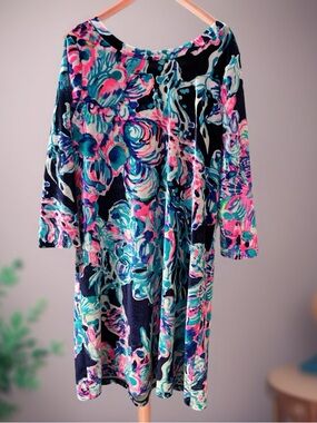 Lily Pulitzer Girls L 10-12 Colorful Floral Velour Dress - Beautiful